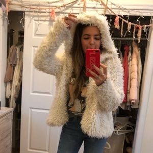 Free people fuzzy jacket size L